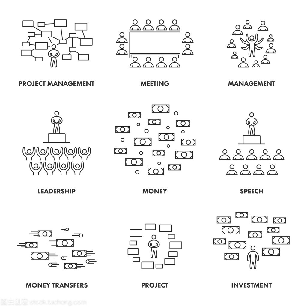 會議、 管理和投資的線性概念